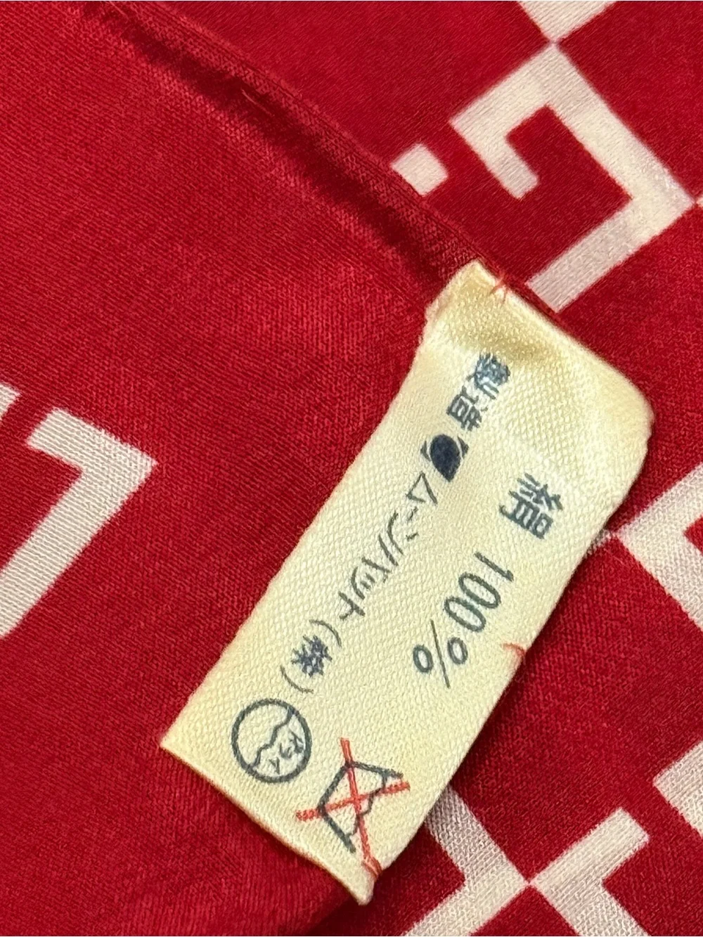Givenchy Red and White Logo-Block Silk Scarf